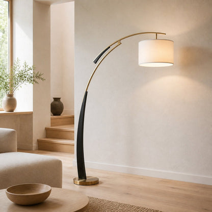 AstraLoop Modern Arc Fabric Floor Lamp - Elegant Sleek Curved Metal Design for Interiors