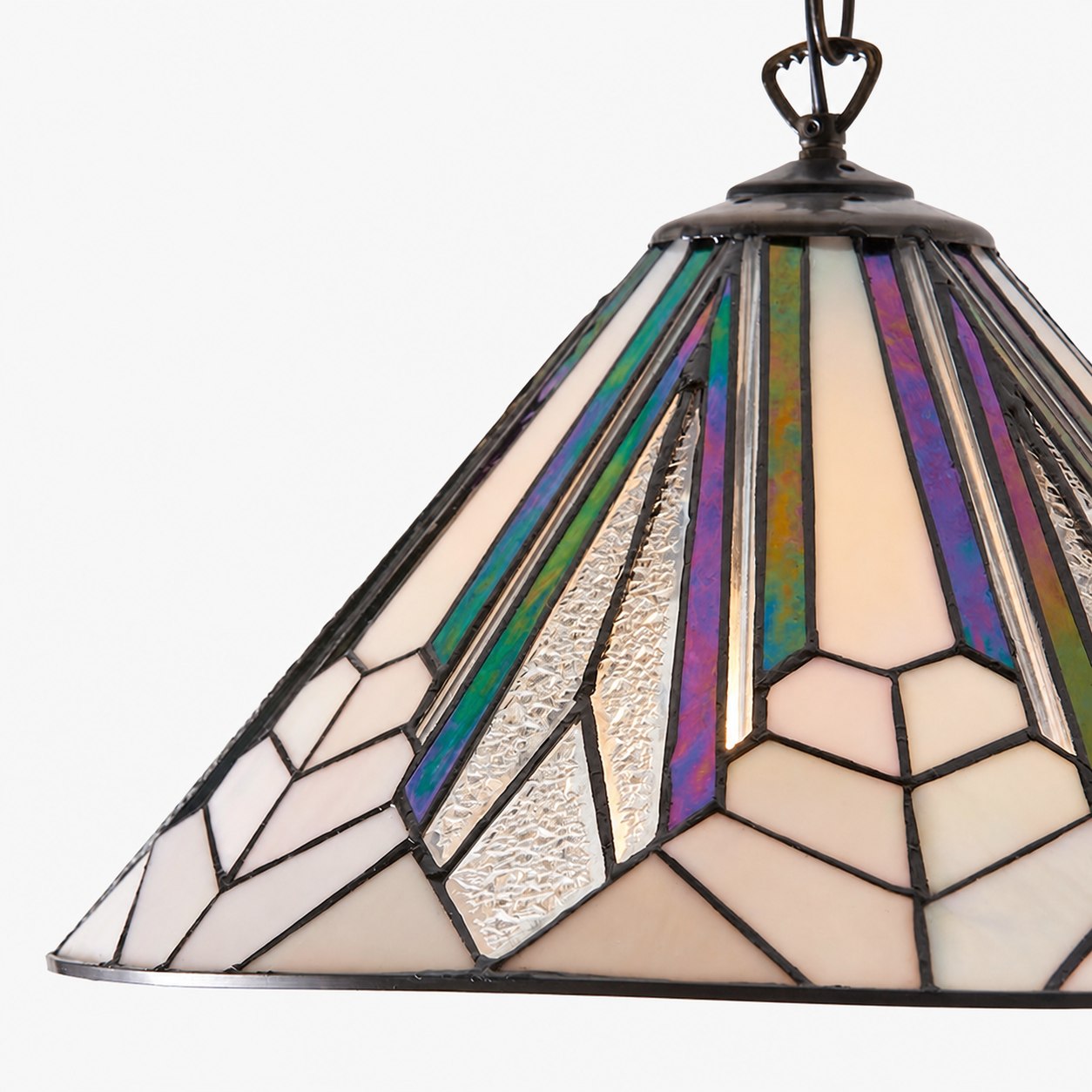 TF Astoria Tiffany Deckenleuchte – Geometrisches Glasdesign mit Noppen für das Wohnzimmer