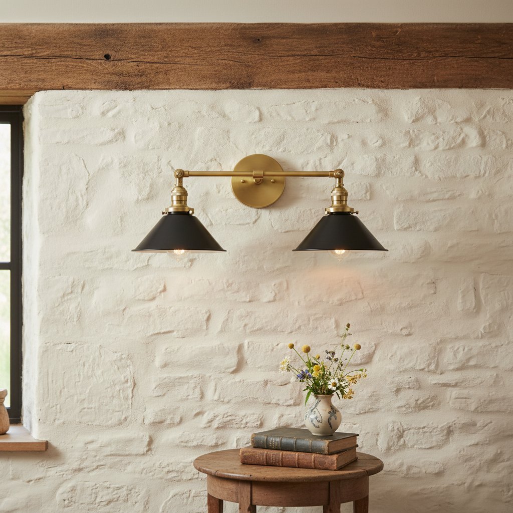 Conique Metal Industrial Wall Sconce with Dual Cone Shades - Vintage Metal Finish