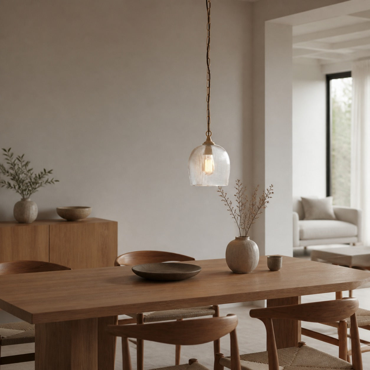 Brazara Glass Dome Pendant Light – Classic Metal Trim Design for Kitchen and Dining