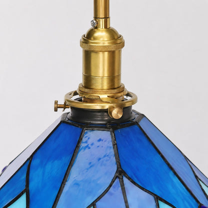 Blue Stained Glass Semi Flush Ceiling Light