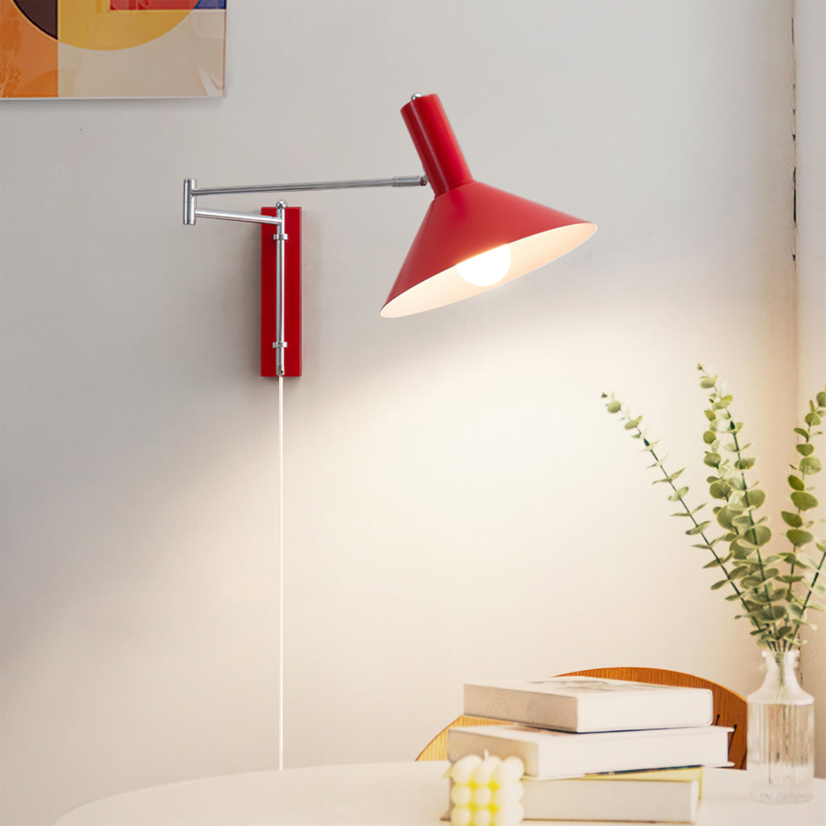 Moderne Bauhaus Schwenkbare Wandleuchte für Esstisch mit Kabel und Stecker