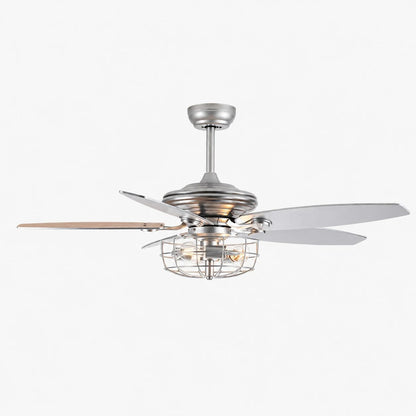 Silver caged ceiling fan light, 107 cm / 42″