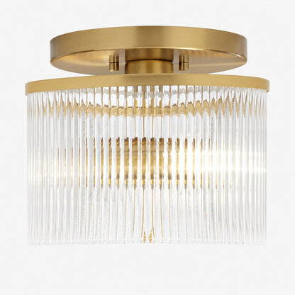 Trommelförmige Deckenlampe aus geripptem Glas – Vintage-Bauernhaus-Deckenleuchte