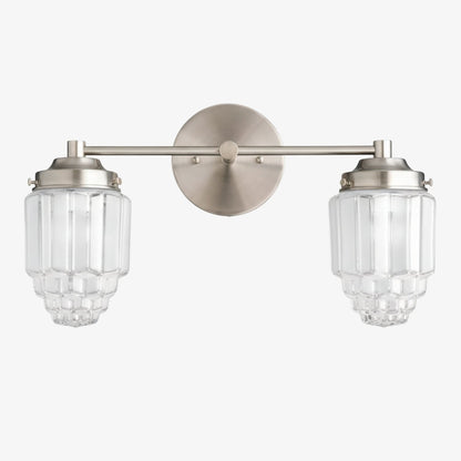 Tierlux Glass Vanity Light - Art Deco Bathroom Fixture with Skyscraper Shades