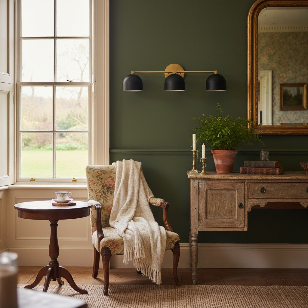 Metio Dome Mid-Century Deep Ball Vanity Lamp - Brass Wall Sconce