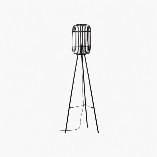 Yumeko Natural Woven Floor Lamp – Modern Scandi Bamboo Shade Standing Lamp for Bedrooms or Living Rooms