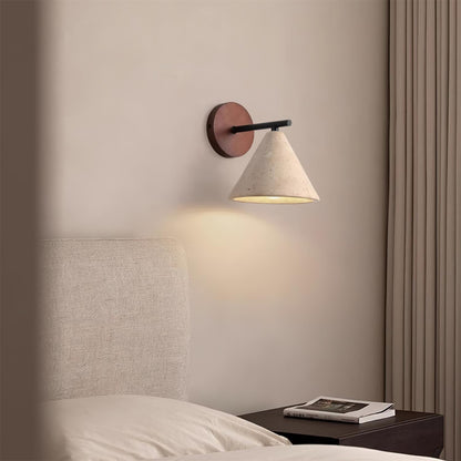 Vinage Kegel Travertin Wandleuchte Für Schlafzimmer