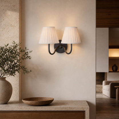 Luvora Gefalteter Leinenlampenschirm Wandlampe Vintage Modern für Schlafzimmer und Flur
