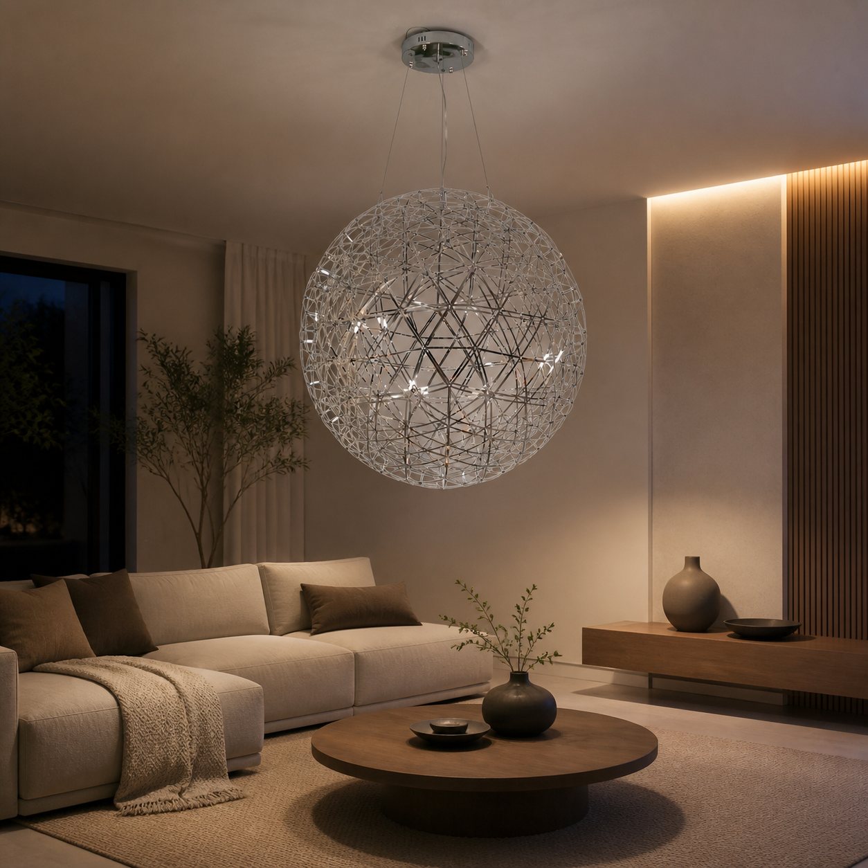 Silver Spark Ball Pendant Light
