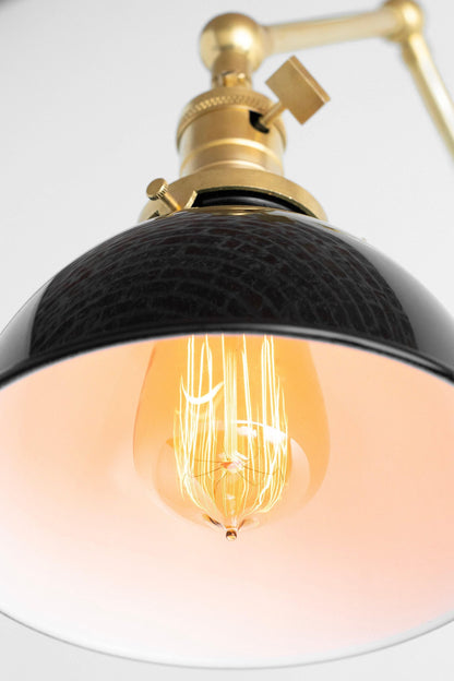 Conique Metal Vintage Industrial Swing Arm Wall Lamp - Adjustable Dome Shade for Study
