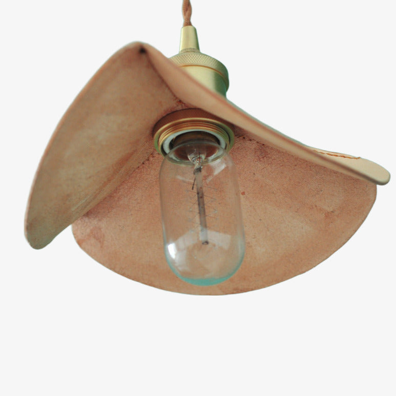 Hand-Stitched Leather Petal Pendant Light