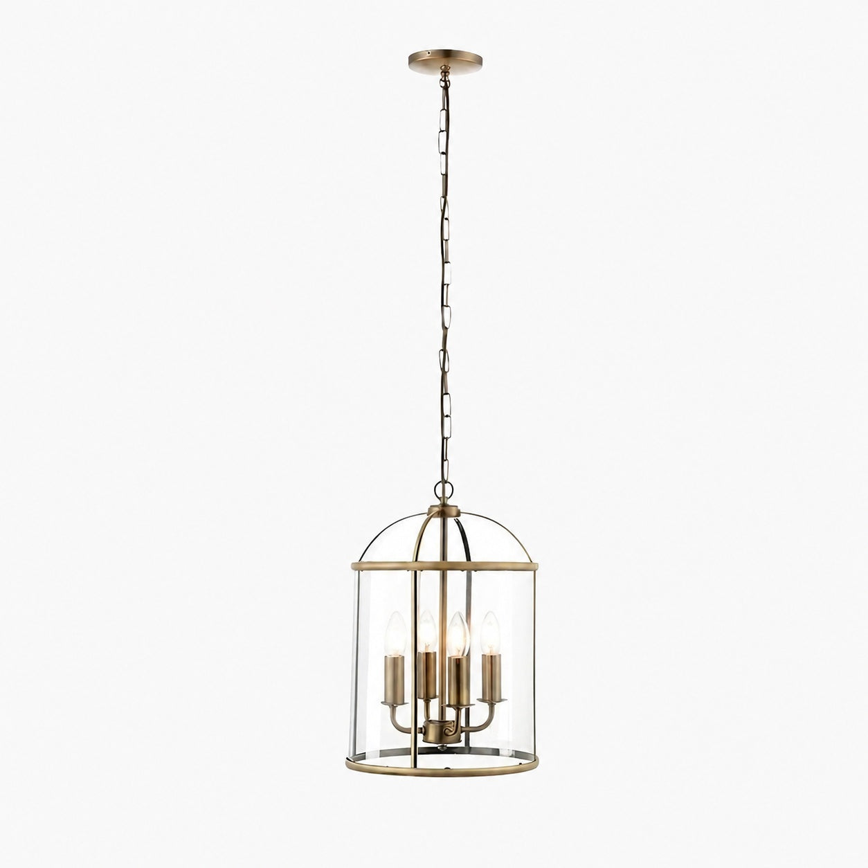 Luxvana Bell Shaped Glass Pendant Light - Industrial Metal Lantern Design Fixture for Kitchen