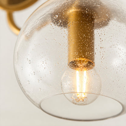 Bublaris Bubble-Glass Halbeinbau-Deckenleuchte - Gebogene Messingarme für Wohnzimmer oder Flur