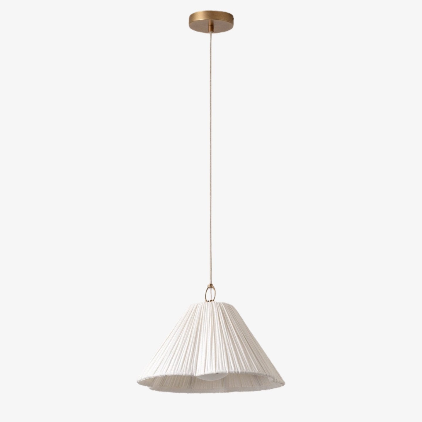 Lindi - small aged brass and linen scalloped pendant