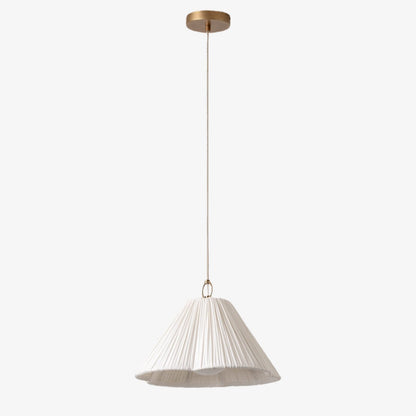 Lindi - small aged brass and linen scalloped pendant