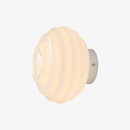 White ribbed glass wall sconce with chrome finish