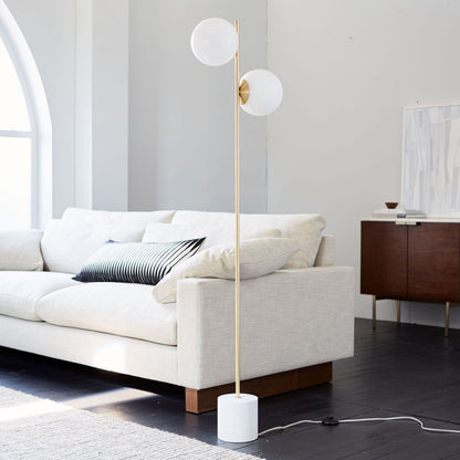 Alessora Sphere Stem Floor Lamp – Metal Frame Marble Base Elegant Lighting