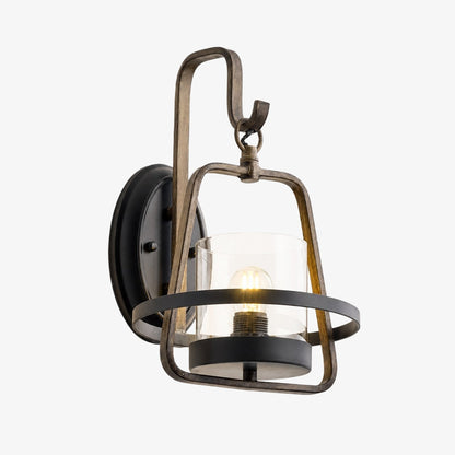 Rust Metal Clear Glass Wall Sconce