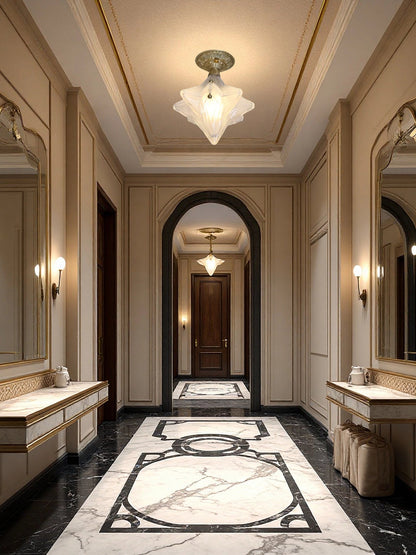 Art Deco Star Ceiling Lamp – Frosted Glass Fixture for Hallway & Entryway – Astris Ceres