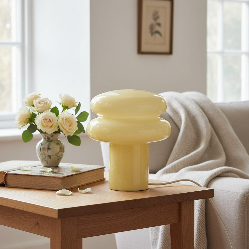 Soft Glow Opal Glass Table Lamp – Contemporary Mushroom Design for Cozy Spaces
