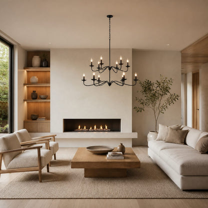 Reticula Modern Round Chandelier – Iron Frame with Open Circular Design for Dining or Entry