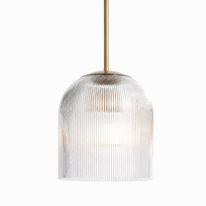 Alain Farmhouse Cooper Ribbed Glass Pendant Light
