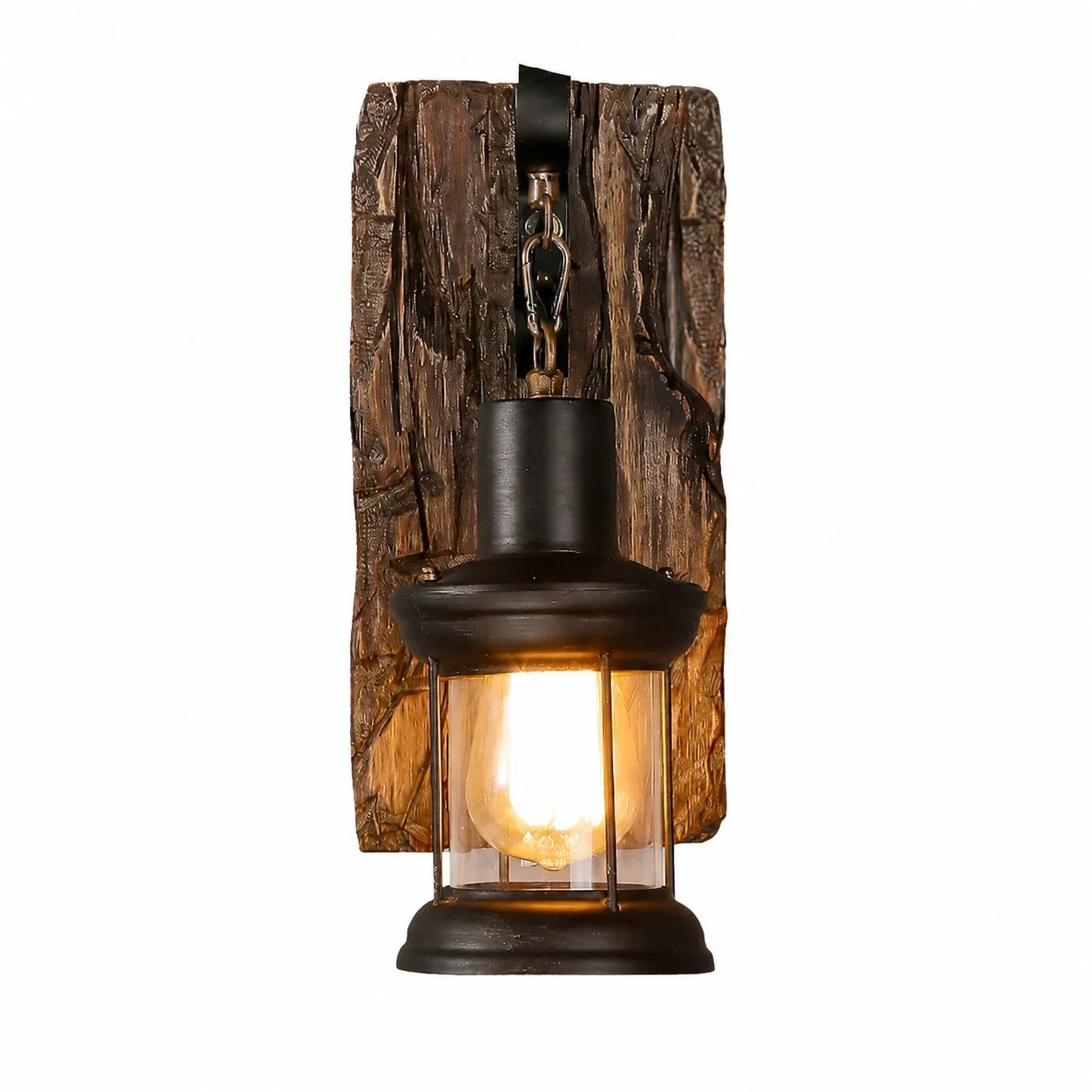 Vertical Driftwood Lantern Sconce