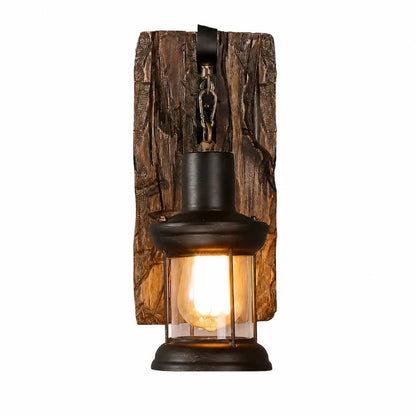 Vertical Driftwood Lantern Sconce