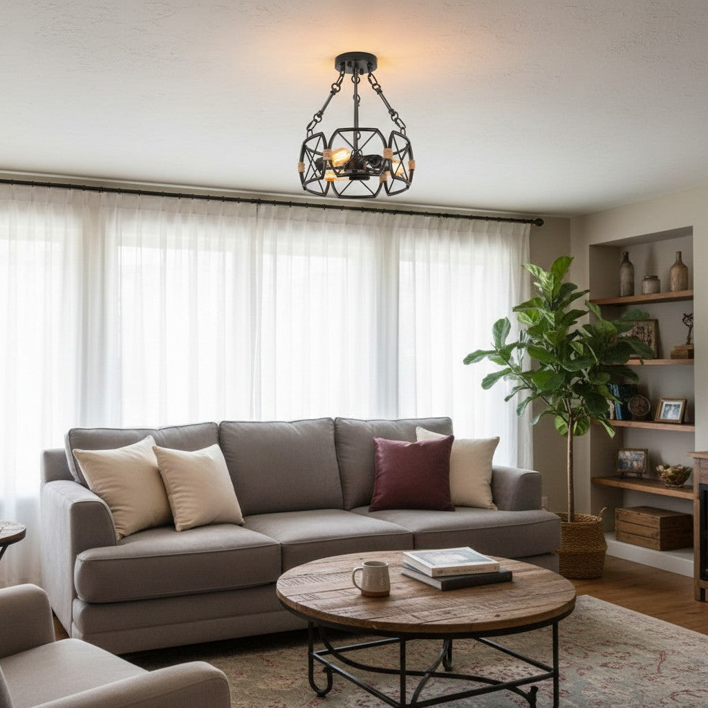 Cageon Open Metal Cage Industrial Ceiling Lamp - Design for Loft and Dining Room