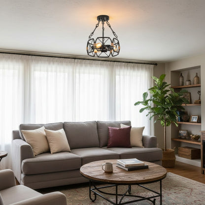 Cageon Open Metal Cage Industrial Ceiling Lamp - Design for Loft and Dining Room