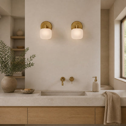 Lirra Frosted Glass Wall Sconce – Modern Minimalist Metal-Finish for Bathroom or Dressing Table