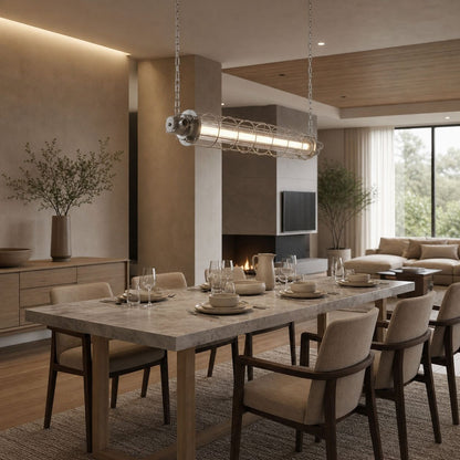 Minimalist Tube Pendant Light with Linear Silhouette for Modern Kitchen Island and Dining Lighting