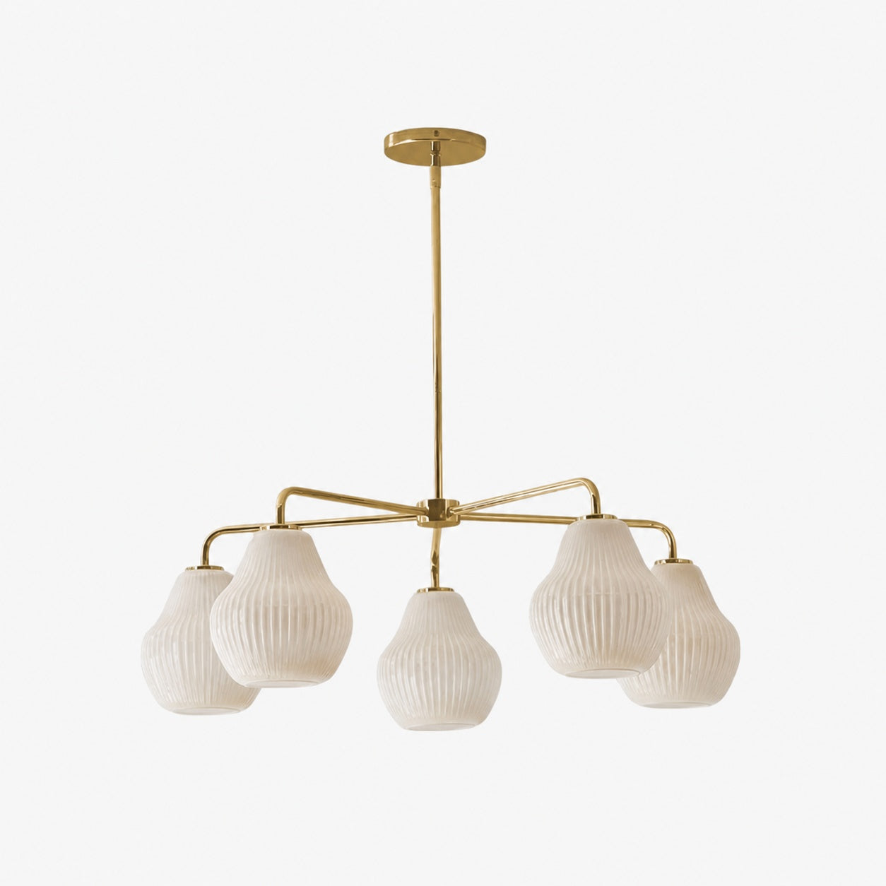 Rivrona 5-flammiger Kronleuchter für den Eingangsbereich – Moderne Beleuchtung aus geripptem Glas