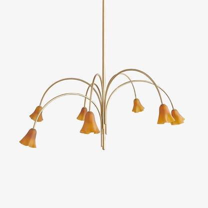 Bellina Sculptural Glass Lily Chandelier – Modern Romantic Pendant Light for High Ceilings