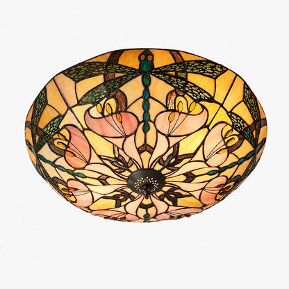 TF Ashton Tiffany Libellenmotiv Tiffany Glas-Aufbauleuchte - Übergangsstil für Schlafzimmer und Wohnzimmer