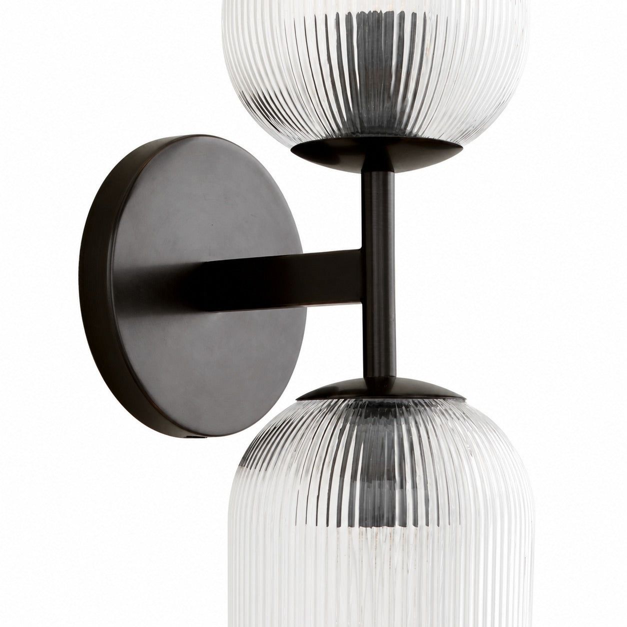 Bravira Wandleuchte aus geripptem Glas – Wandleuchte aus Metall mit klarem Glasschirm