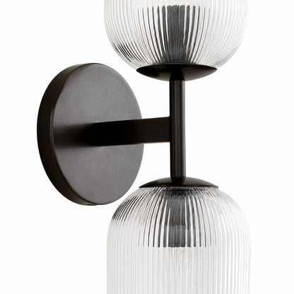 Bravira Wandleuchte aus geripptem Glas – Wandleuchte aus Metall mit klarem Glasschirm