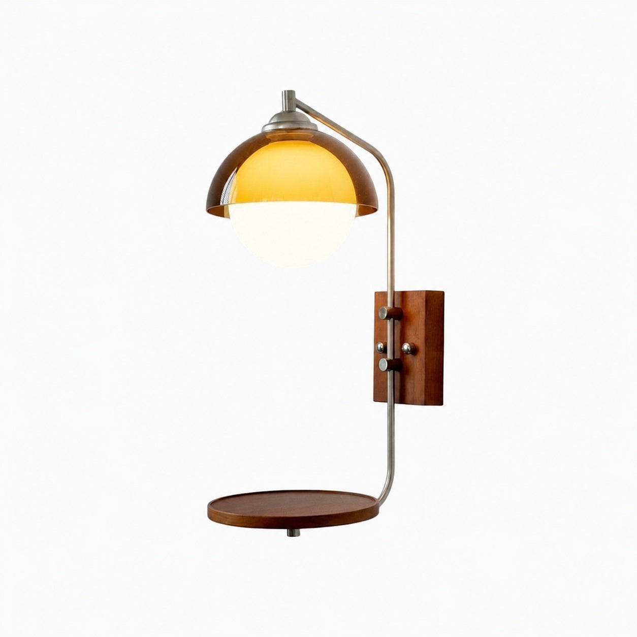 Afterglow Modern Sunset Wall Lamp – Dual Glass Shade Design with Wood-Texture Base