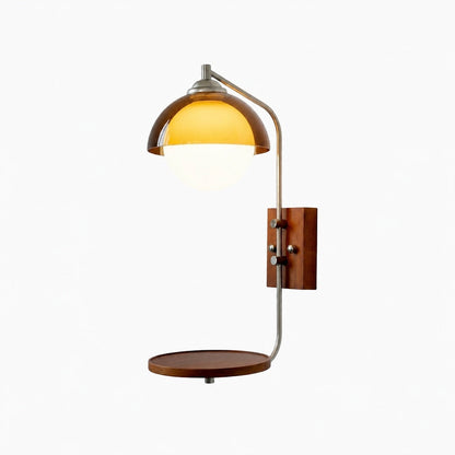 Afterglow Modern Sunset Wall Lamp – Dual Glass Shade Design with Wood-Texture Base