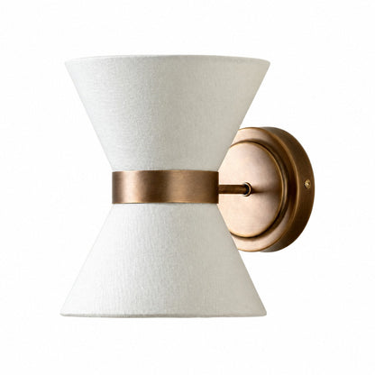 Ankora Wall Light - Bow-Tie Linen Shade Design Aged Brass Metal Sconce for Hallway