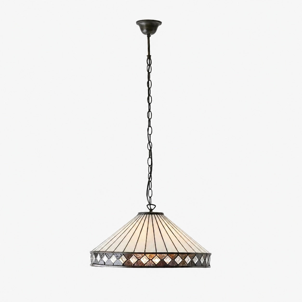TF Fargo Pendant Light - Tiffany Style Lighting with an Art Deco Shade and Adjustable Chain