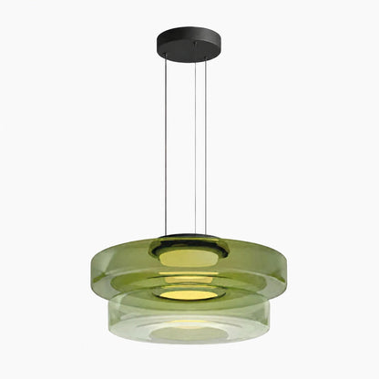 Nora Contemporary Multi-Layer Glass Pendant Lamp - Adjustable Hanging Light for Living Room or Kitchen Island