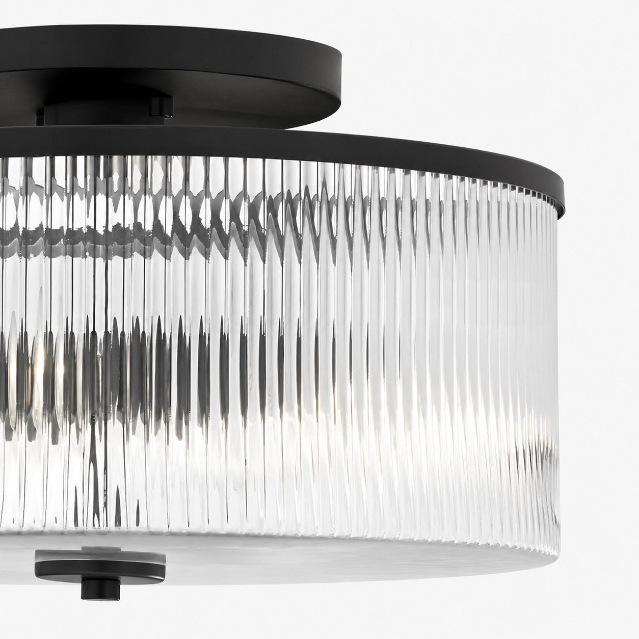 Trommelförmige Deckenlampe aus geripptem Glas – Vintage-Bauernhaus-Deckenleuchte