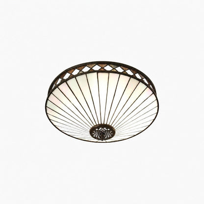 TiffStar Elegant Art Glass Flush Ceiling Light - Vintage-Inspired Ceiling Fixture for Home Interiors