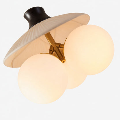 Orrise Vintage Inspired 3 Light Hanging Chandelier - Wood Metal and Fabric Accents Home Lighting