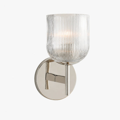 Bravira Wandleuchte aus geripptem Glas – Wandleuchte aus Metall mit klarem Glasschirm