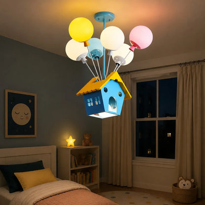 Colorful Balloon House LED Pendant Light for Kids Rooms