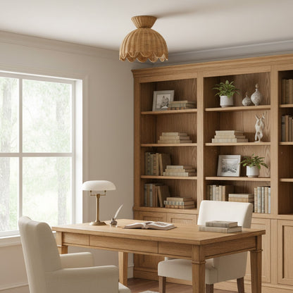 Rattalia Ceiling Light - Sculptural Flower Design in Natural Style for Kitchen Island