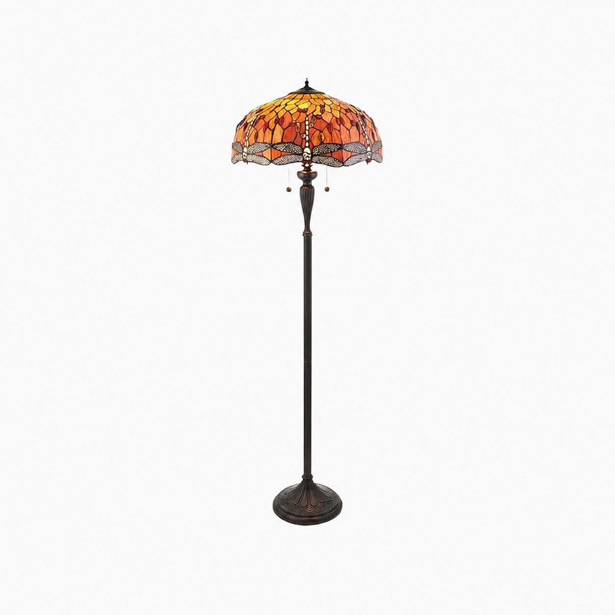 TF Dragonfly Motif Floor Lamp – Vintage Stained-Glass for Living Rooms